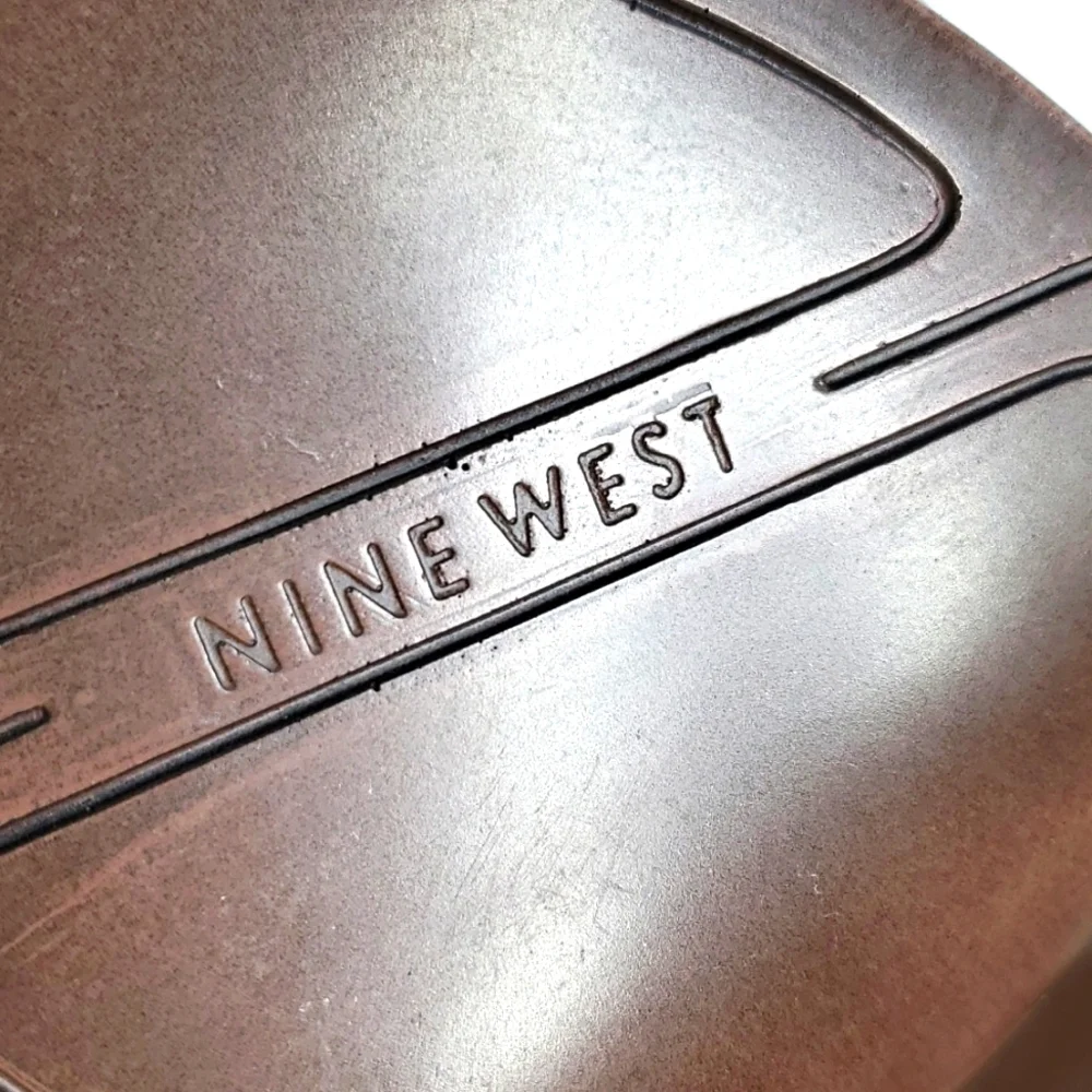 NINE WEST Dimsum Metallic Leather Ankle Strap Heeled Sandal